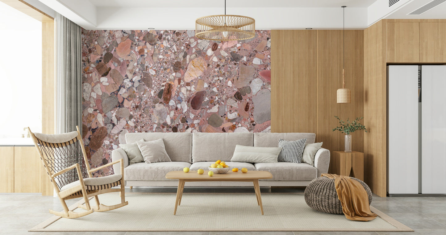 Pastel chips mosaic Stone surface wall mural.