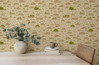 Subtle green and brown grassy wallpaper for walls.
