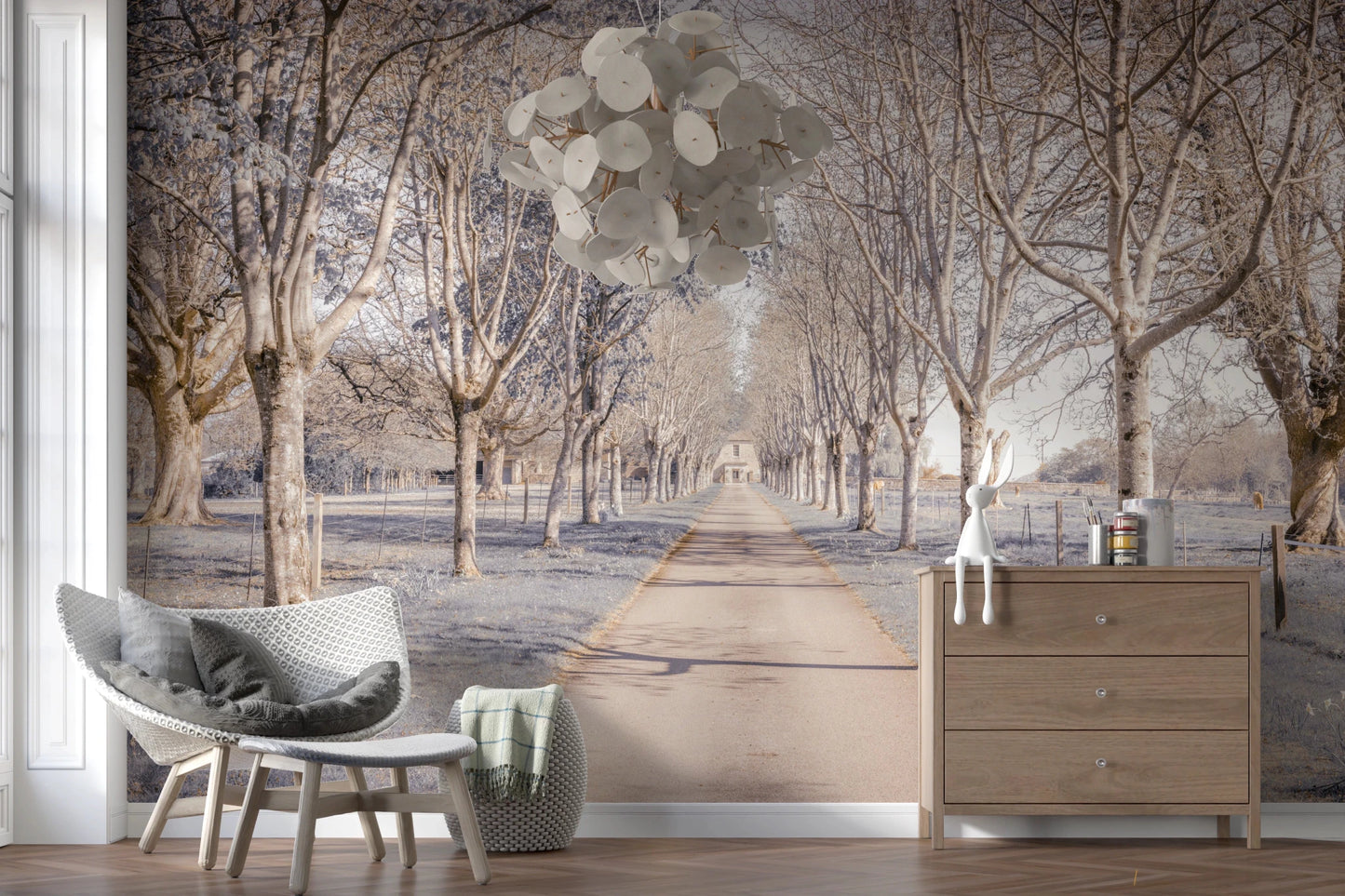 Artistic Nature's Corridor Wall Mural showing an empty rural road.