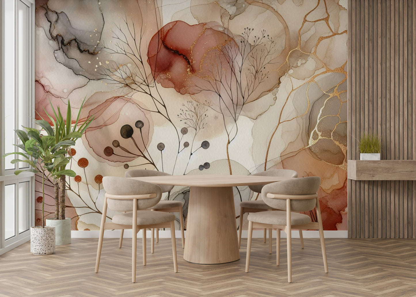 Natures Grace Wall Mural in a bright, open-plan living space.