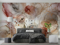 Subtle landscape wall mural for a modern bathroom or ensuite.