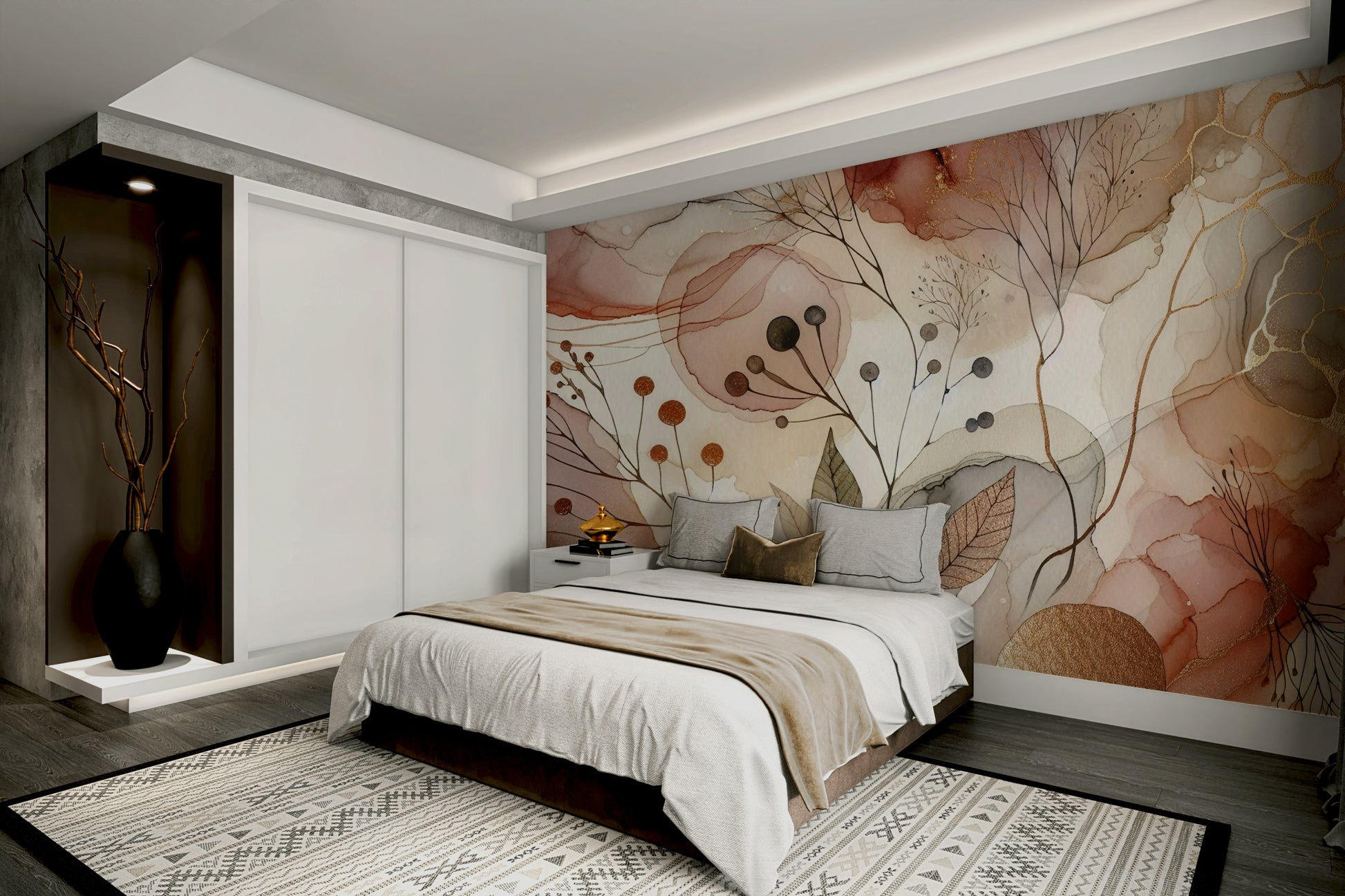 Minimalist nature-themed design for home styling in a coastal home.