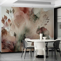Large scale forest-inspired mural for a contemporary living room.