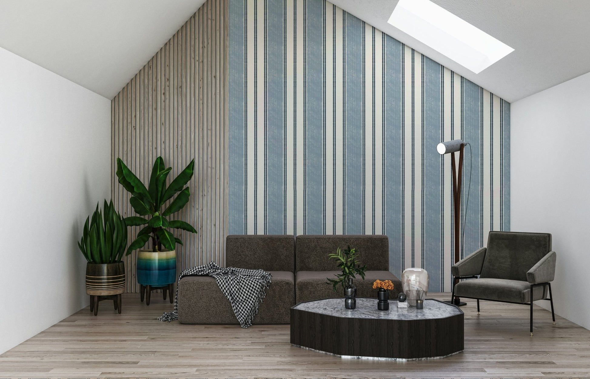 Nautical Stripe Calm wallpaper perfect for creating a serene, ocean-inspired wall accent.