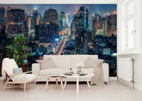 Awesome urban night scene, city lights, Neon Cityscape Nights wallpaper.