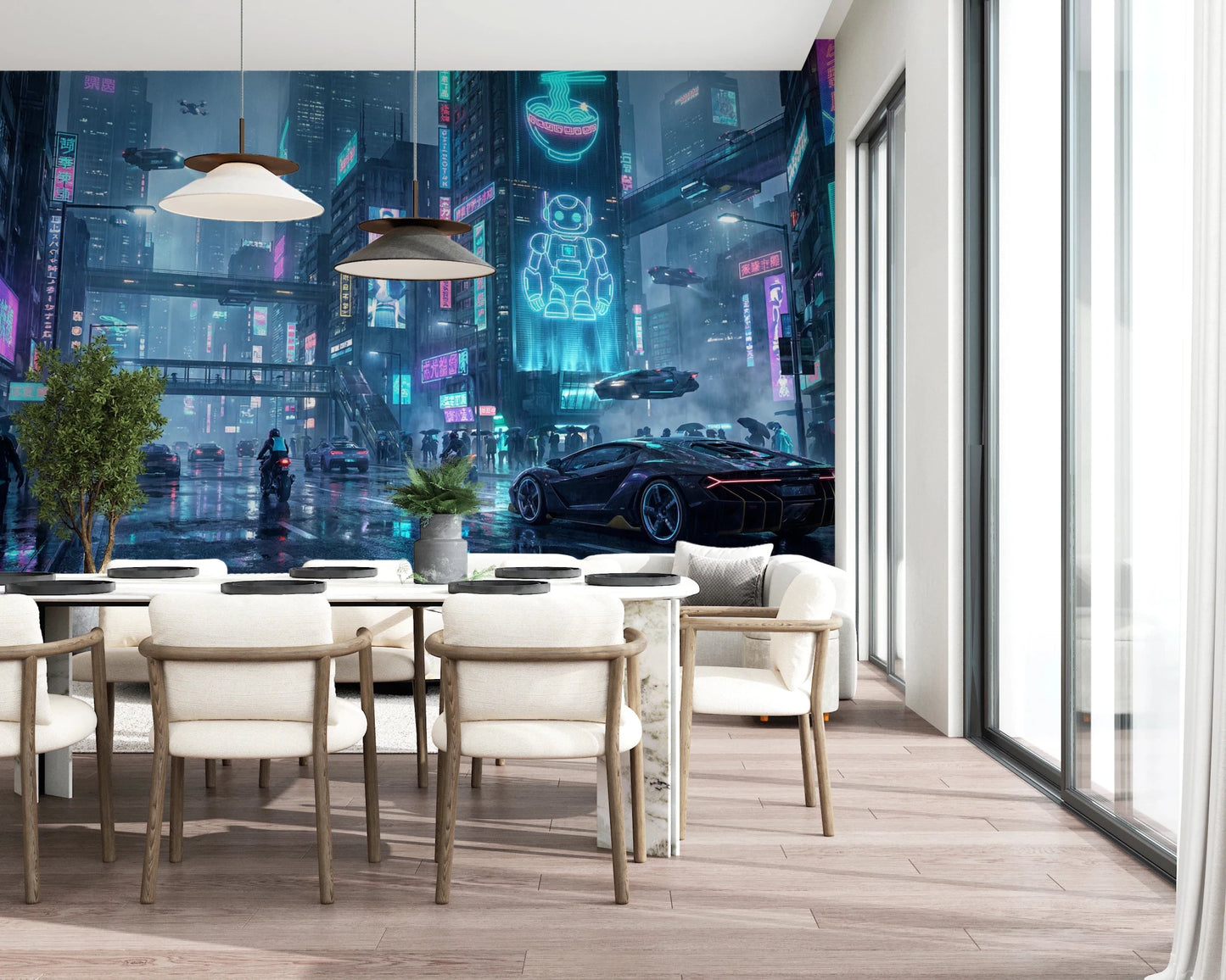 Neon Dreams Cityscape Wall Mural