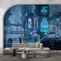 Neon Dreams Cityscape Wall Mural