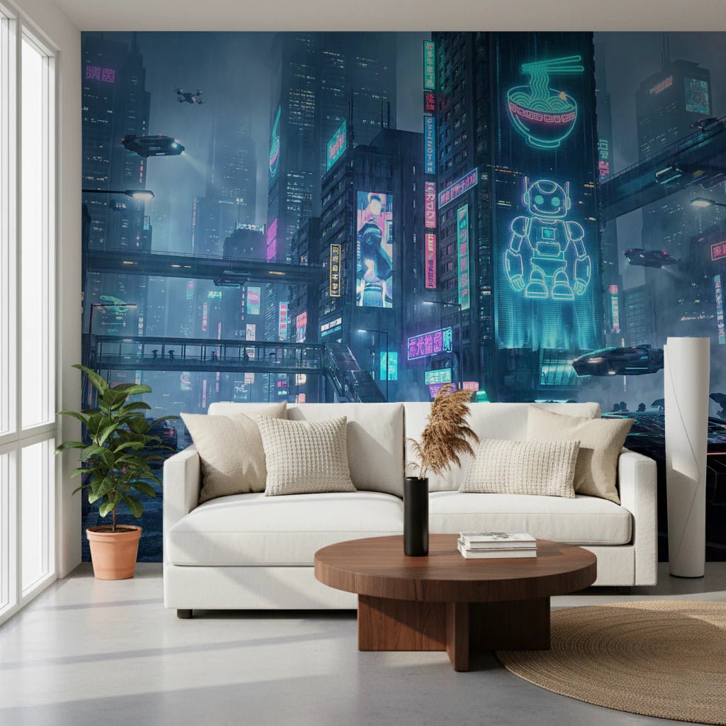 Neon Dreams Cityscape Wall Mural