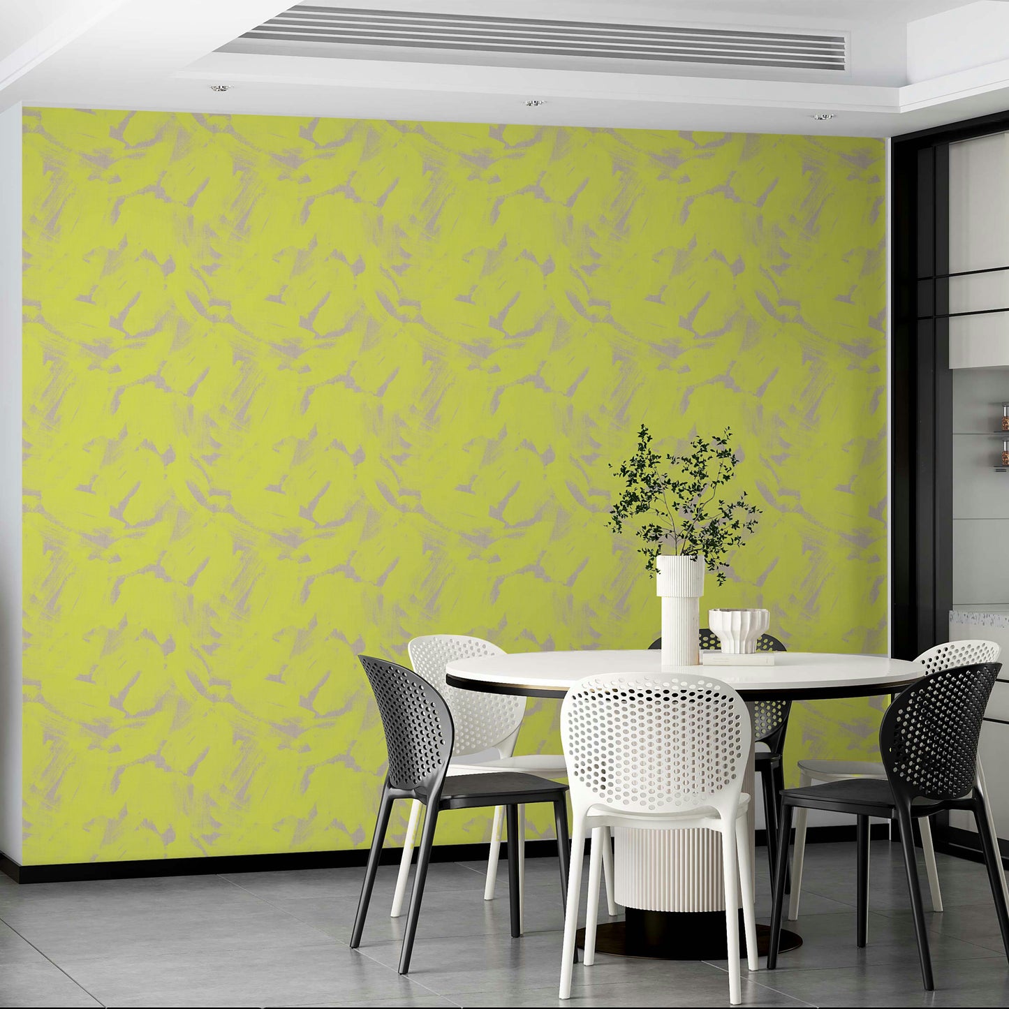 Neon Yellow Abstract Brushstroke tapet⁠