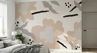 A beautiful modern art wall mural of delicate flowers.

