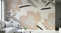 A graceful subtle bloom wall mural in soft, elegant tones.


