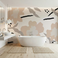 A contemplative floral pattern wallpaper mural for a feature wall.

