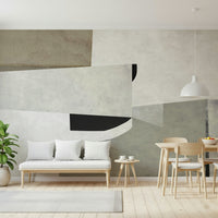 A contemplative geometric design wallpaper mural for a feature wall.