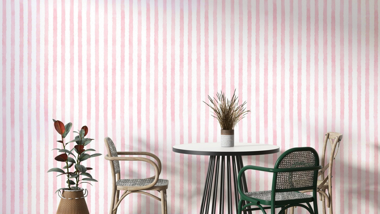 Neutral baby pink watercolor stripe wallpaper
