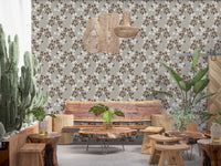 Neutral Bloom Rustic Grey white oil painted Pattern Wallpaper⁠