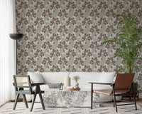 Neutral Bloom Rustic Grey white oil painted Pattern Wallpaper⁠