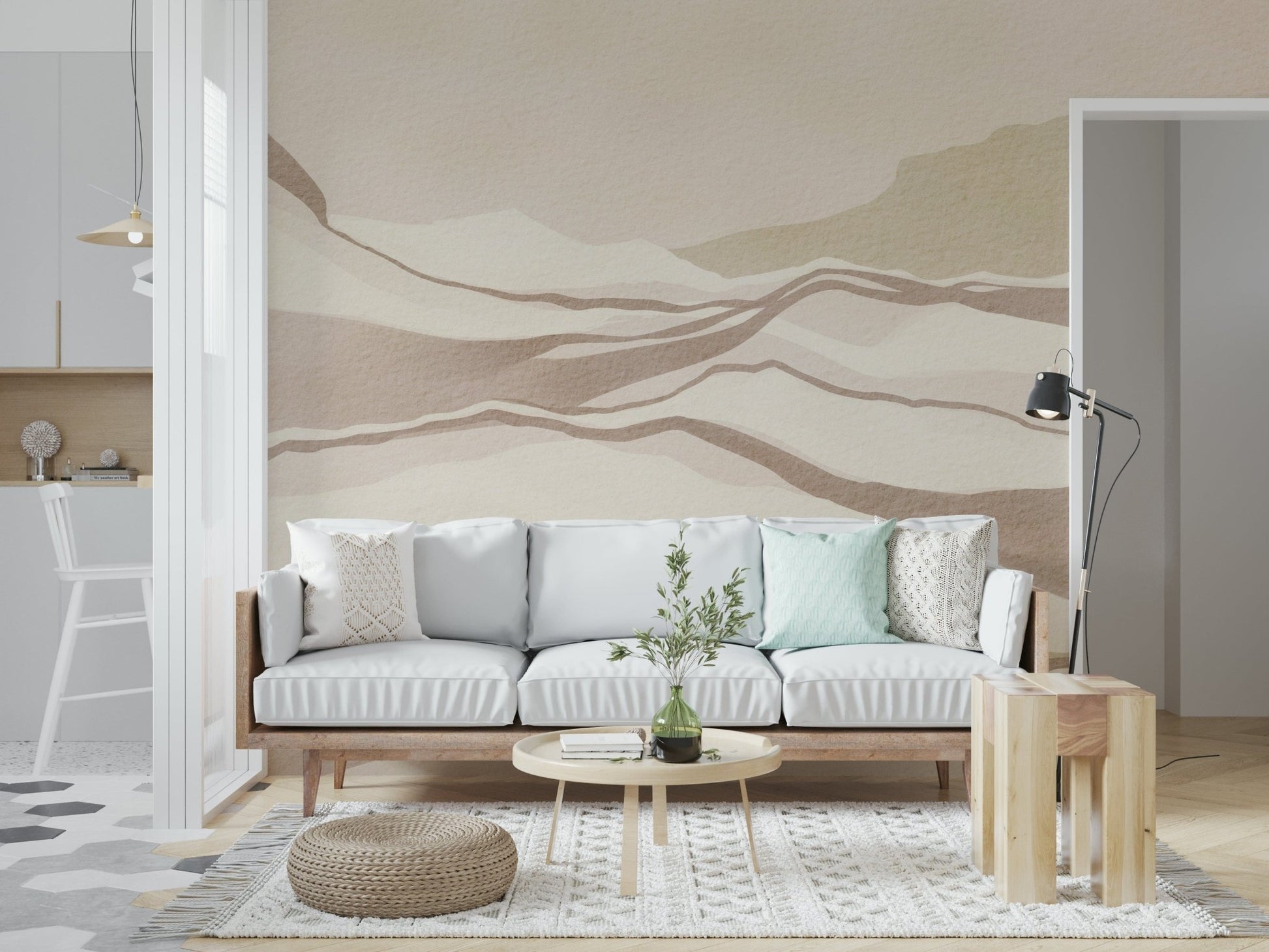 Sophisticated Neutral Desertscape design with drift patterns for hallway accent.