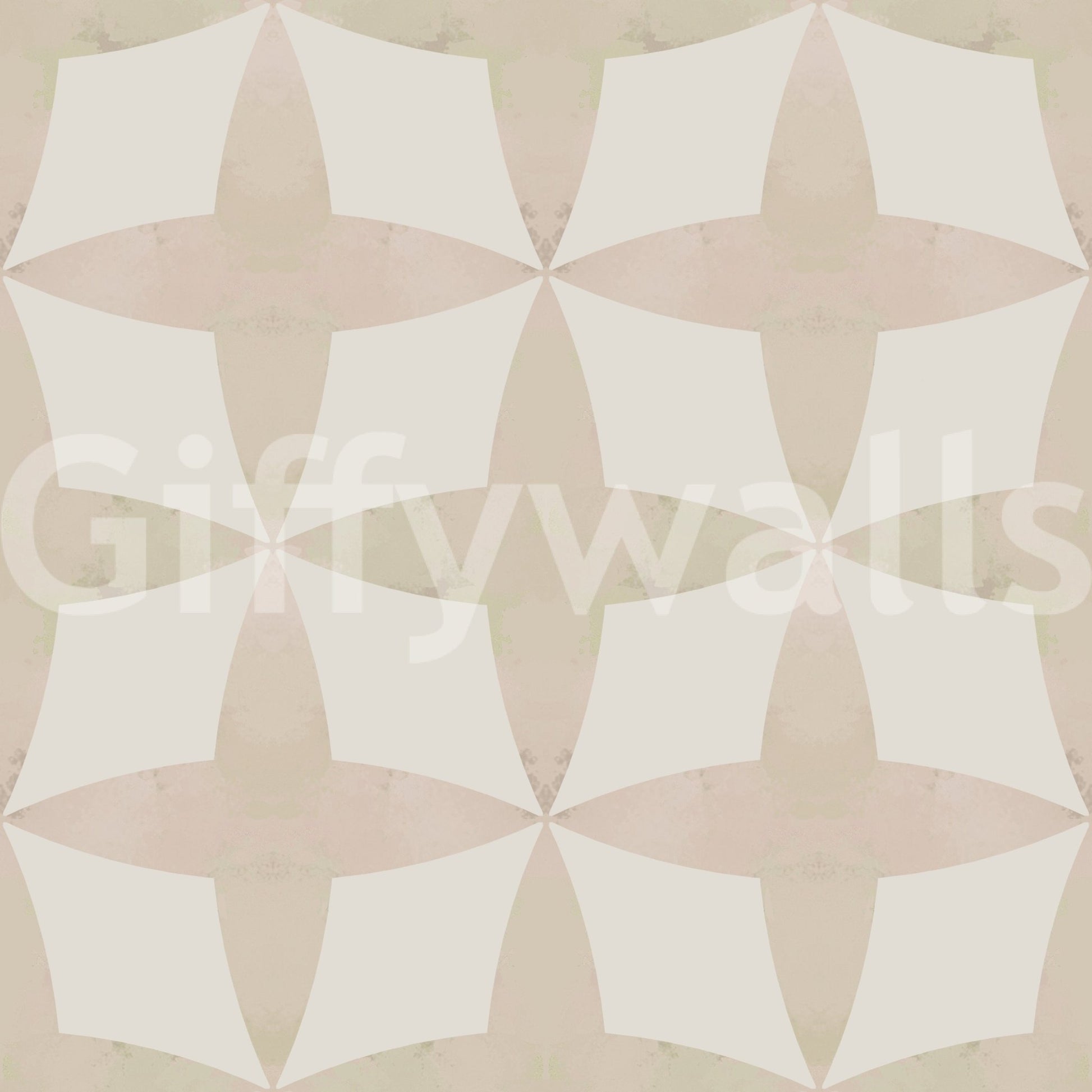Pale tan and bone geometric wallpaper, sophisticated interior choice.