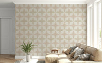 Diamond lattice wallpaper, giving a clean, tailored finish.