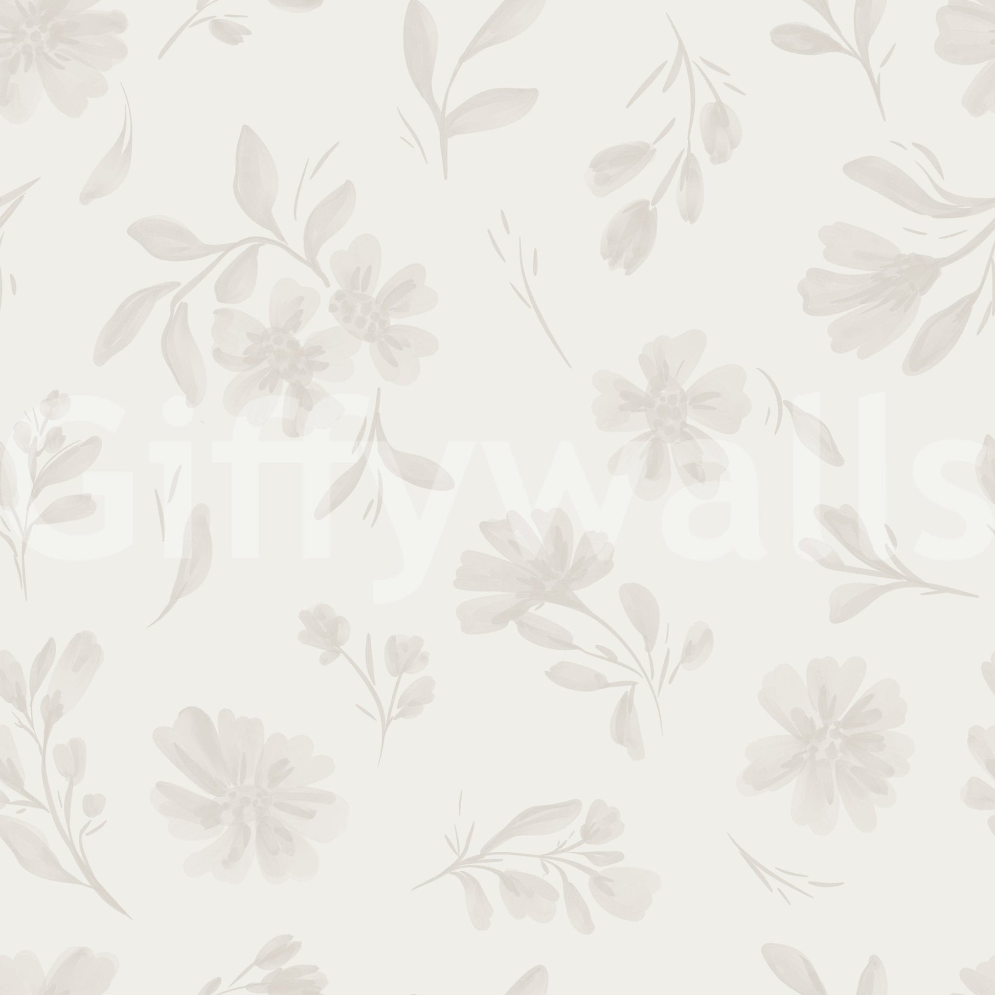 Gentle Neutral Flora Cloud Dancer White wallpaper mural design.