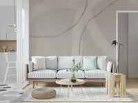 An artistic minimalist form mural for home decor.

