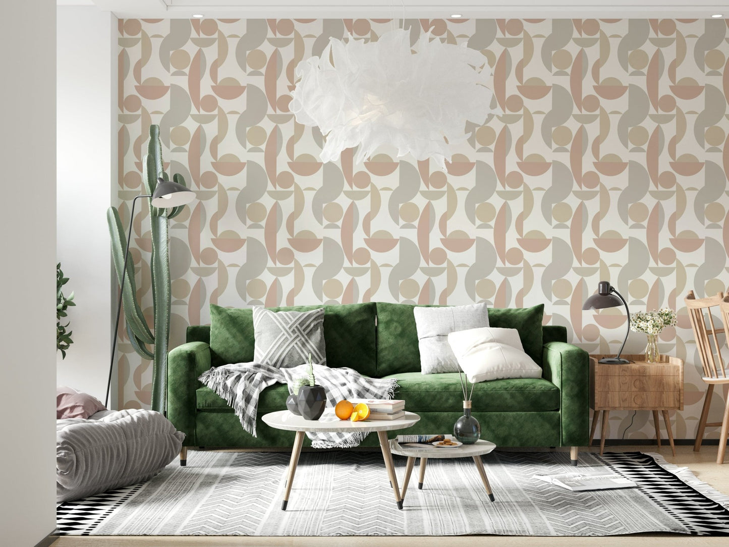 Minimal geo wallpaper in blush and taupe