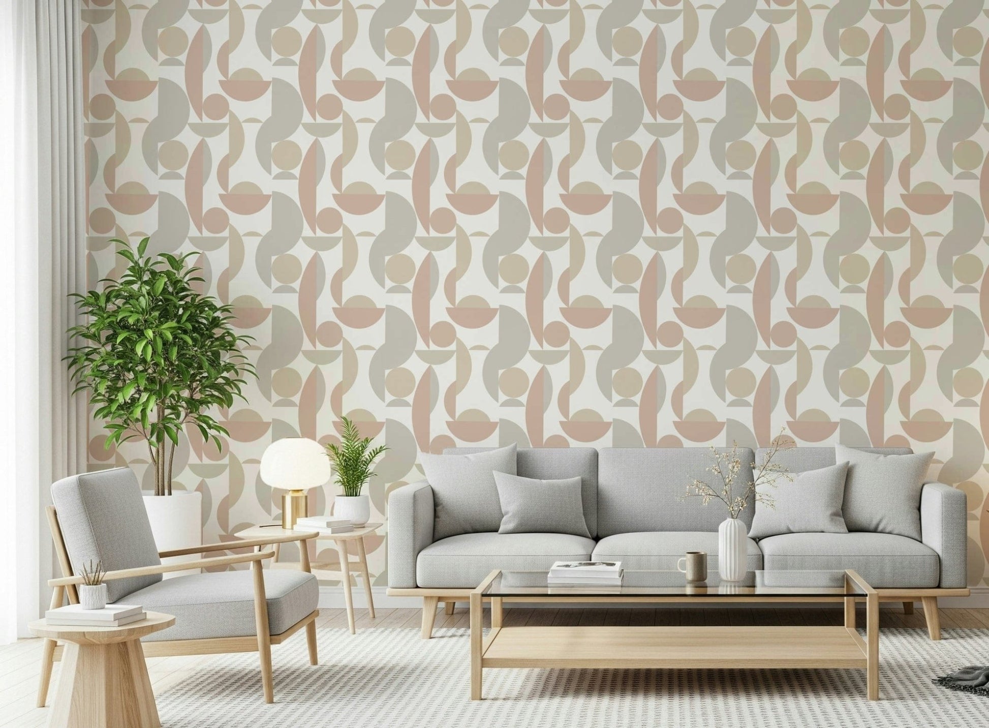 Neutral geometric wallpaper in soft tones