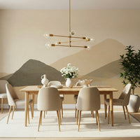 Neutral Hues Minimalist desert mountain wallpaper mural, serene beige tones.