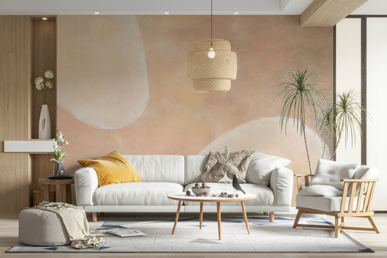 Neutral mist shapes abstract wallpaper

