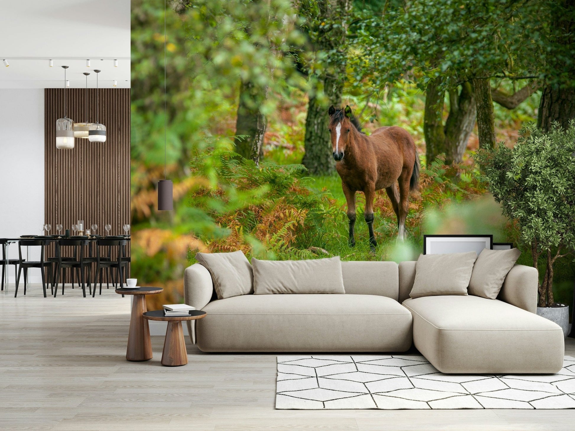 Nature woodland horse view for playroom wall