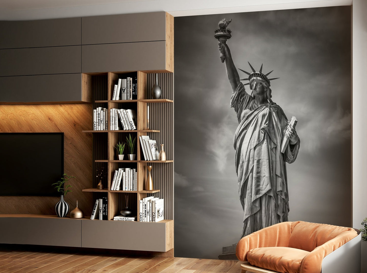 NYC's iconic Statue of Liberty depicted in a large mural

