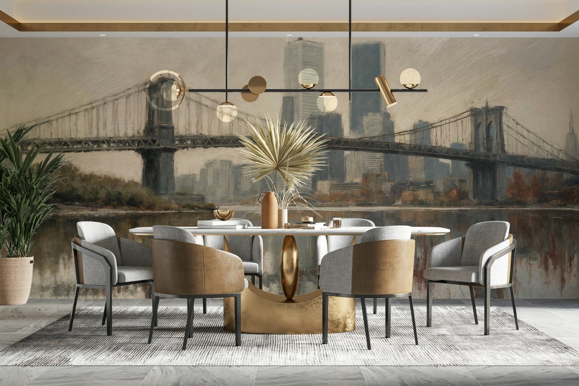 It gives the illusion of a window looking out onto a city view.
