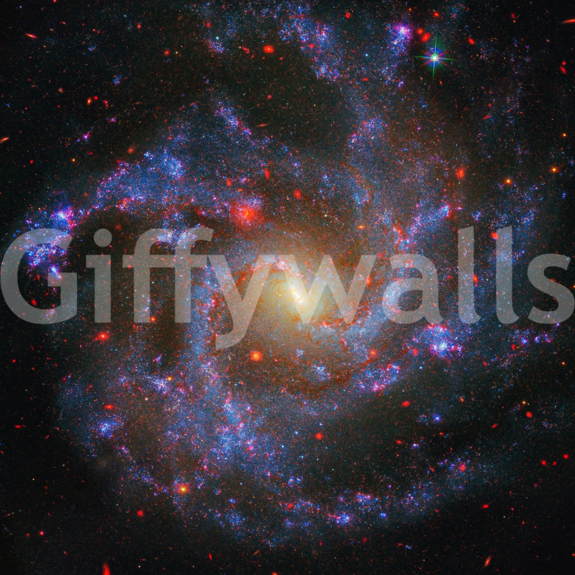 Outer space NGC Galaxy vibrant nursery wallpaper