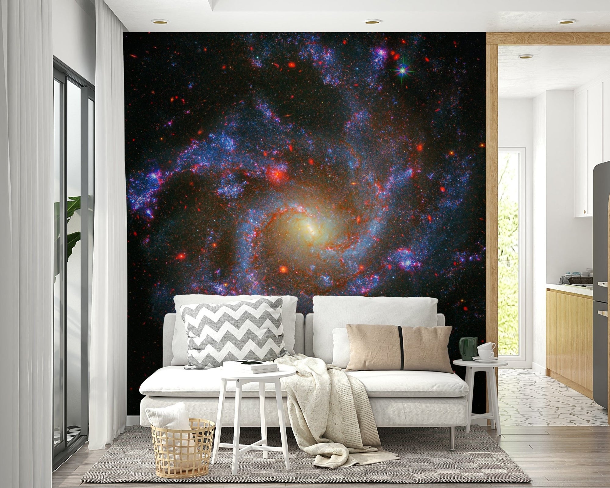 NGC 5468 Galaxy wallpaper mural cosmic blue nebula art