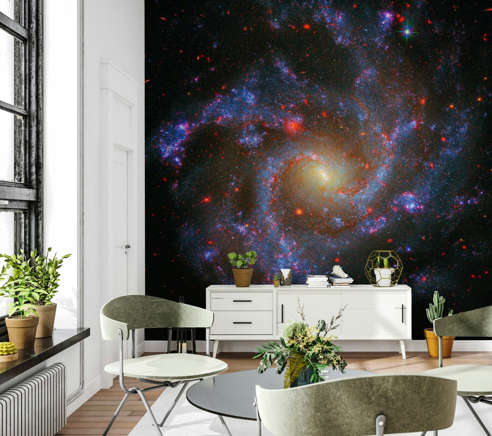 Radiant NGC 5468 Galaxy wall mural stellar spiral design