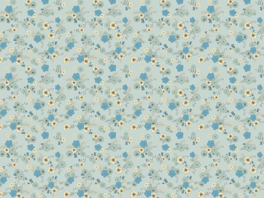 Ditsy Blooms Pastell Blue Wallpaper