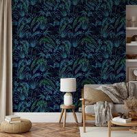 Hand Painted Night Plants night garden mural

