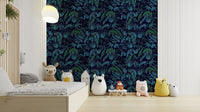 Hand Painted Night Plants peaceful wall mural

