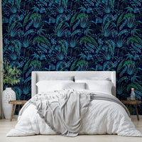 Hand Painted Night Plants botanical mural

