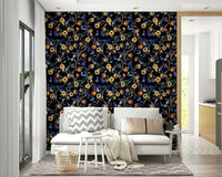 Romantic floral mural with moody tones and evening ambiance.

