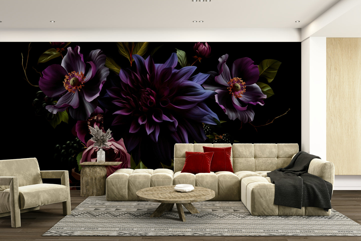 Elegant wallpaper with floral patterns

