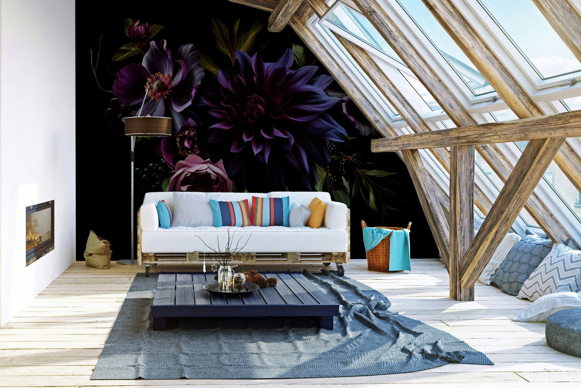 Serene floral wallpaper for living rooms

