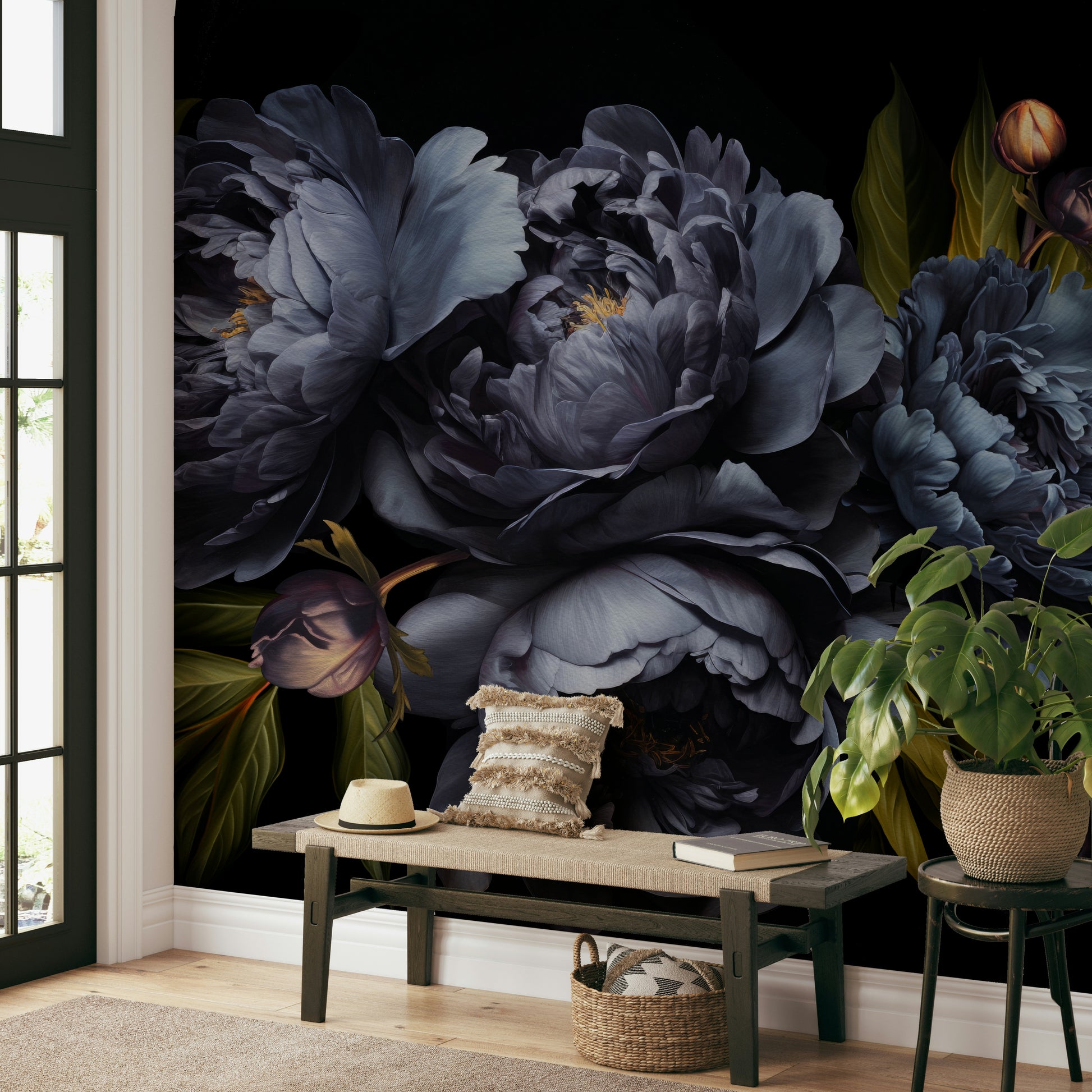 Serene wallpaper with floral patterns

