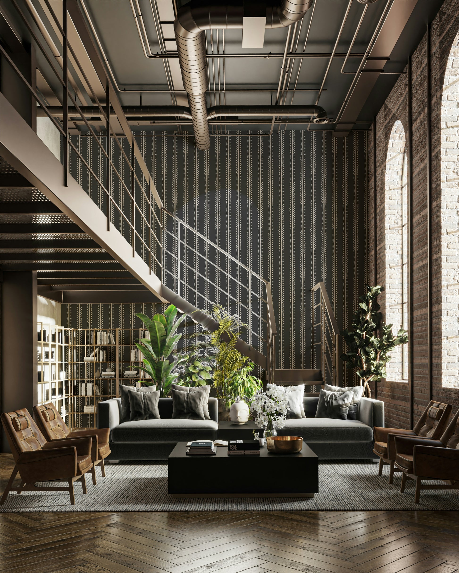 Dramatic wall design with sleek nighttime stripes

