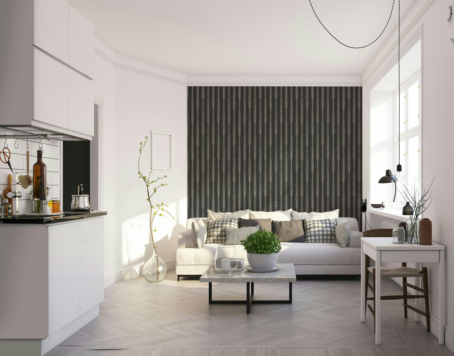 Sophisticated wallpaper with bold nocturne stripes

