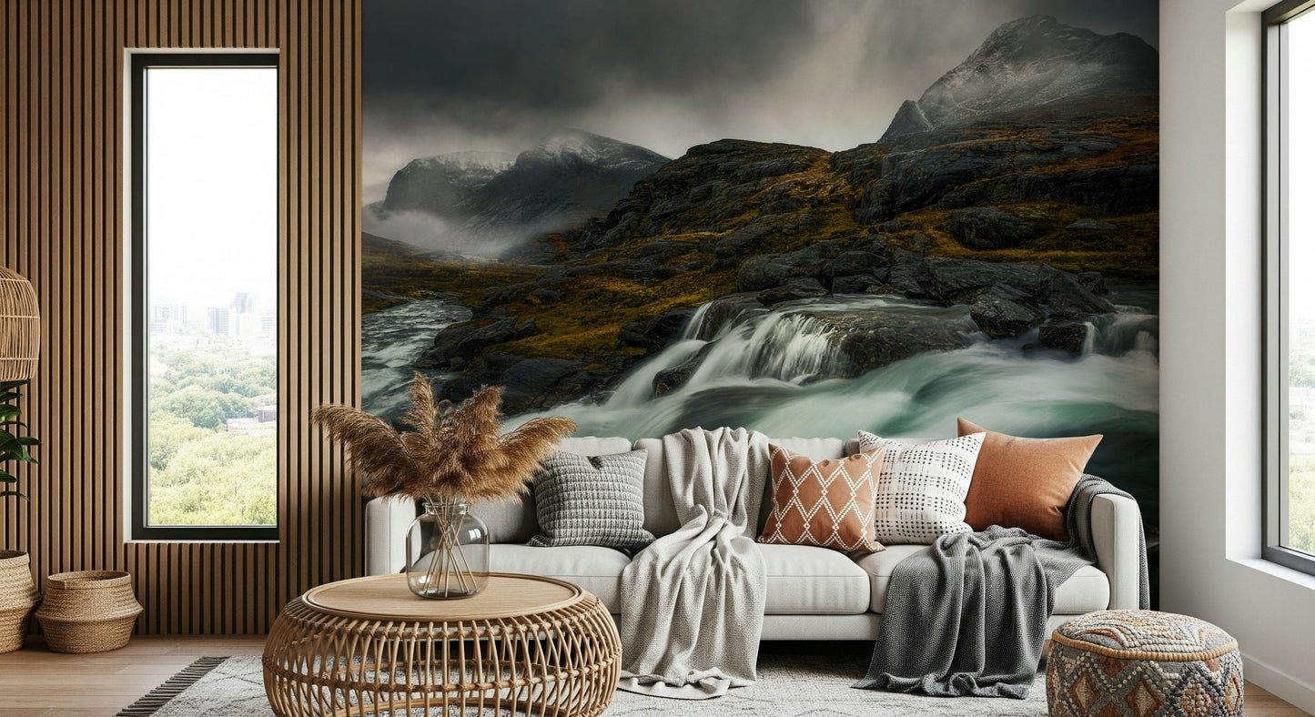 Noir Mountain Flow Wall Mural -2626530