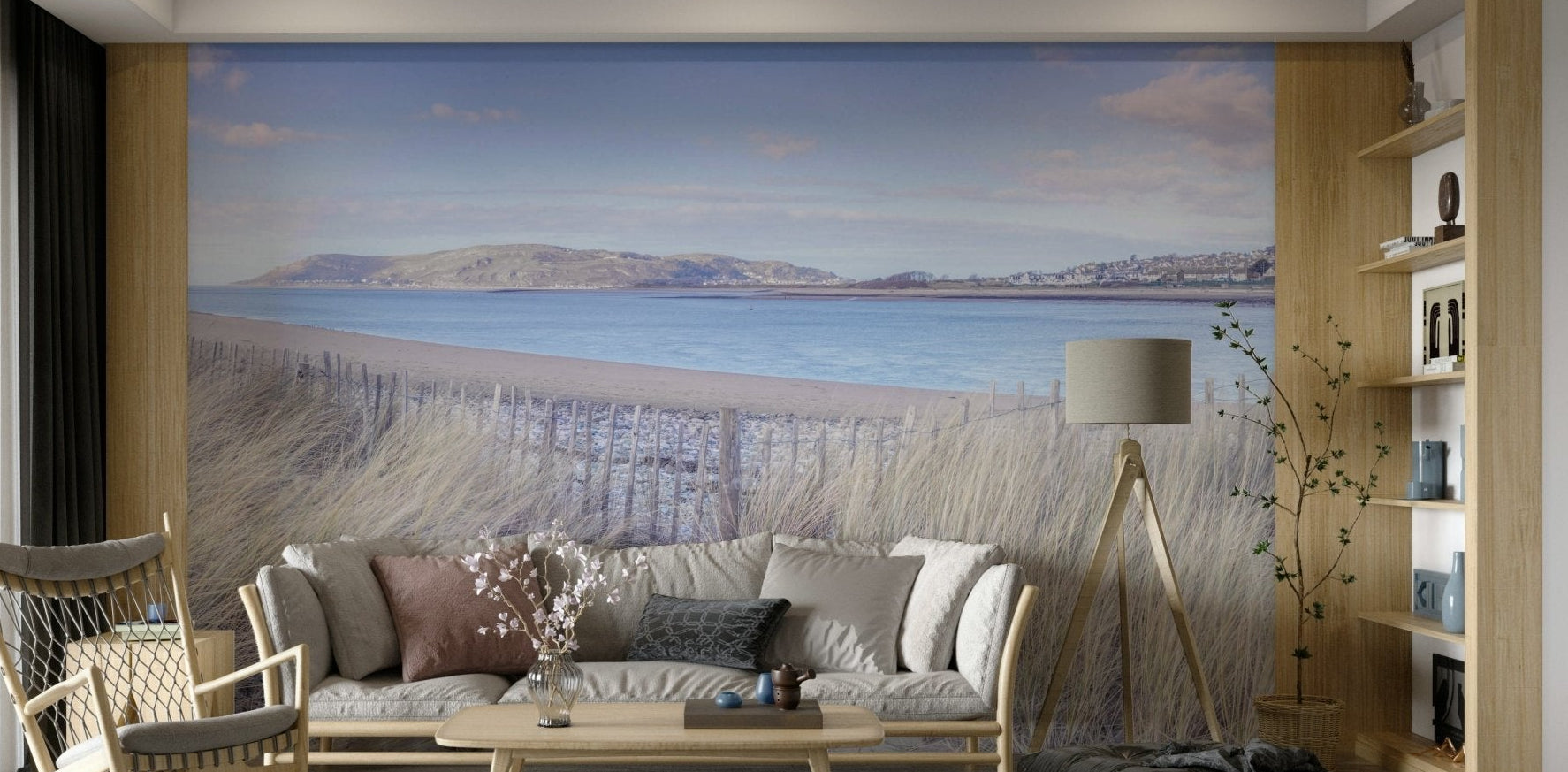 Wall mural of the North Wales coast.

