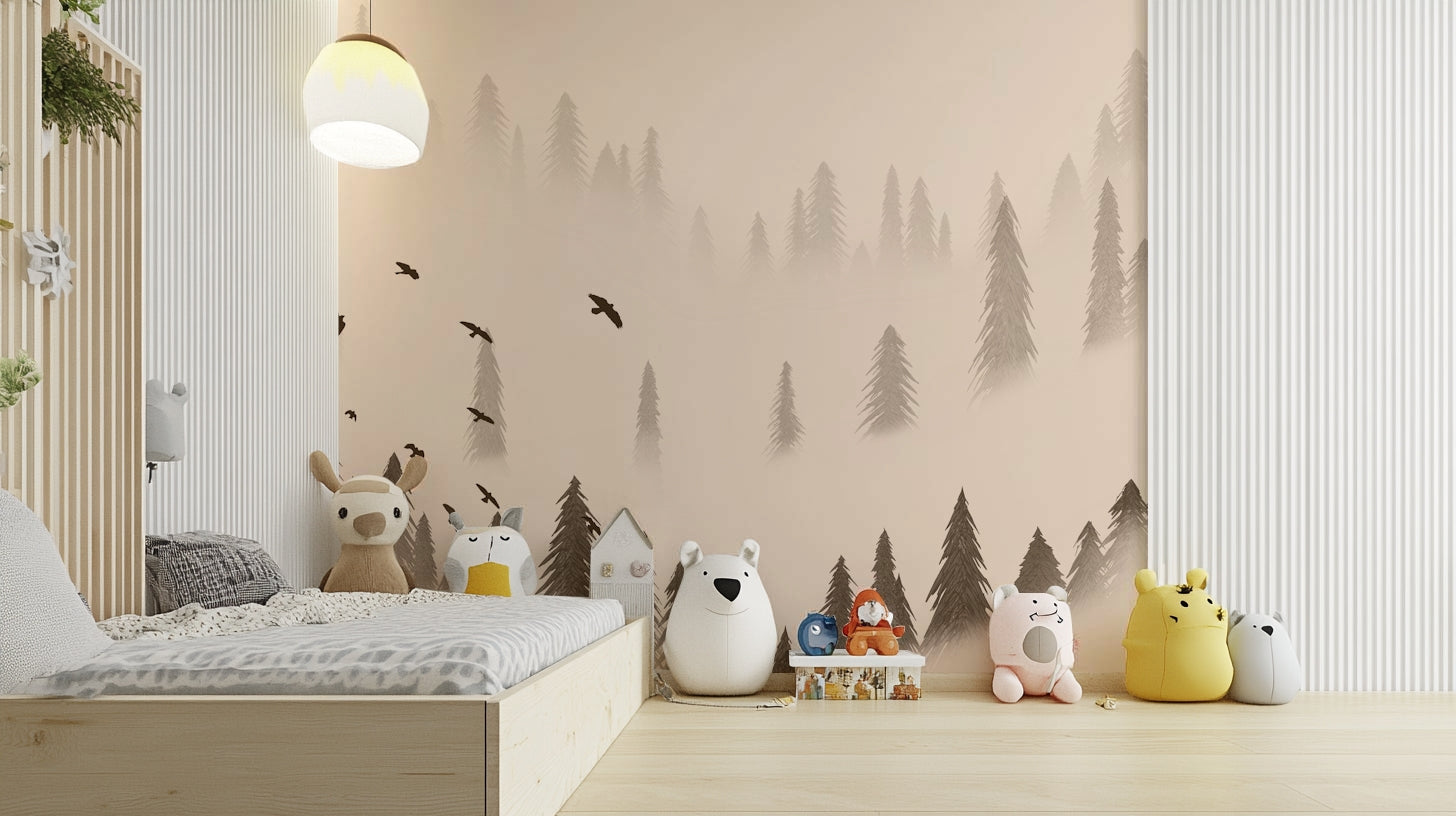 Northern Forest Sepia Wallpaper – Woodland Wall Mural