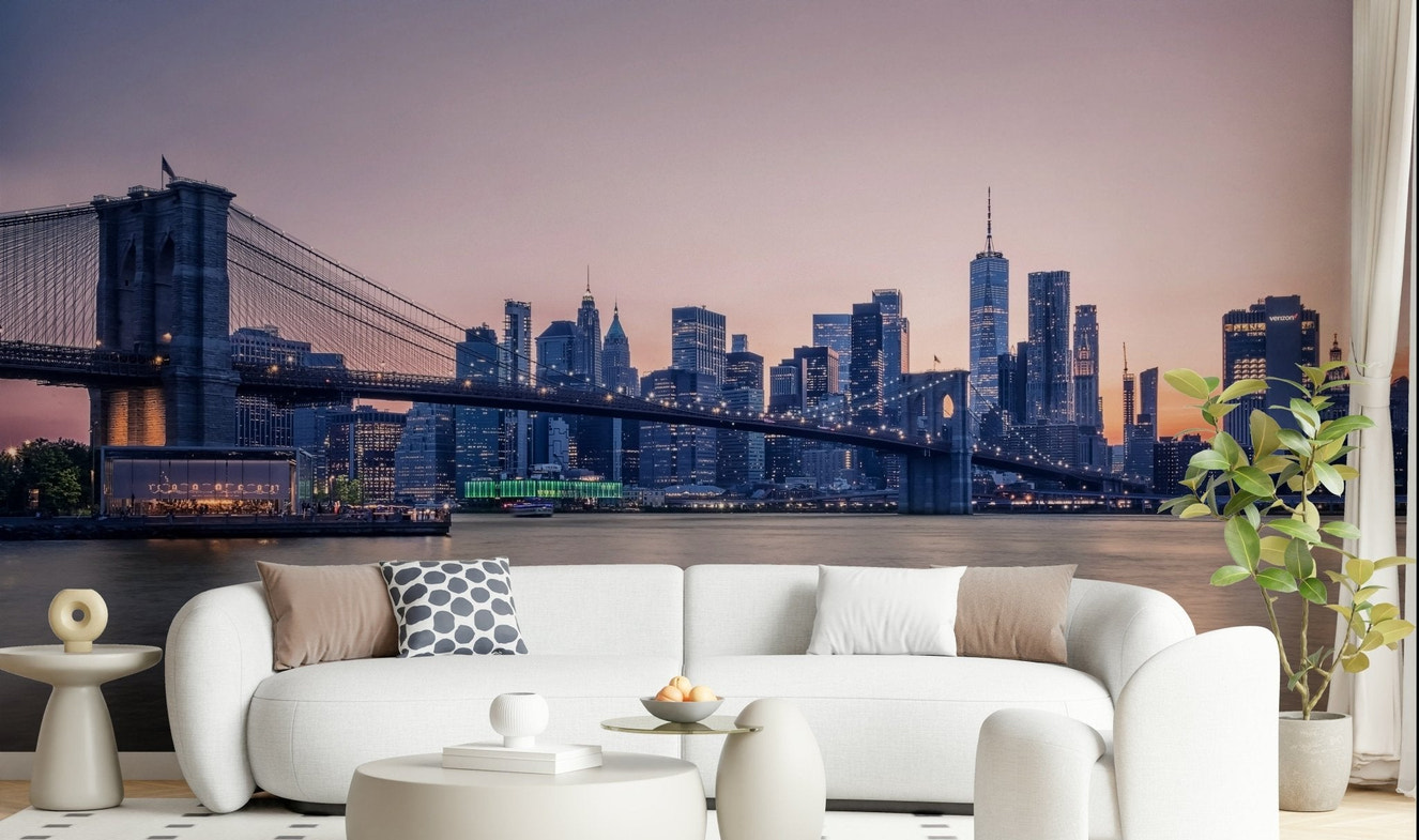 NYC Bridge at Dusk Wall Mural