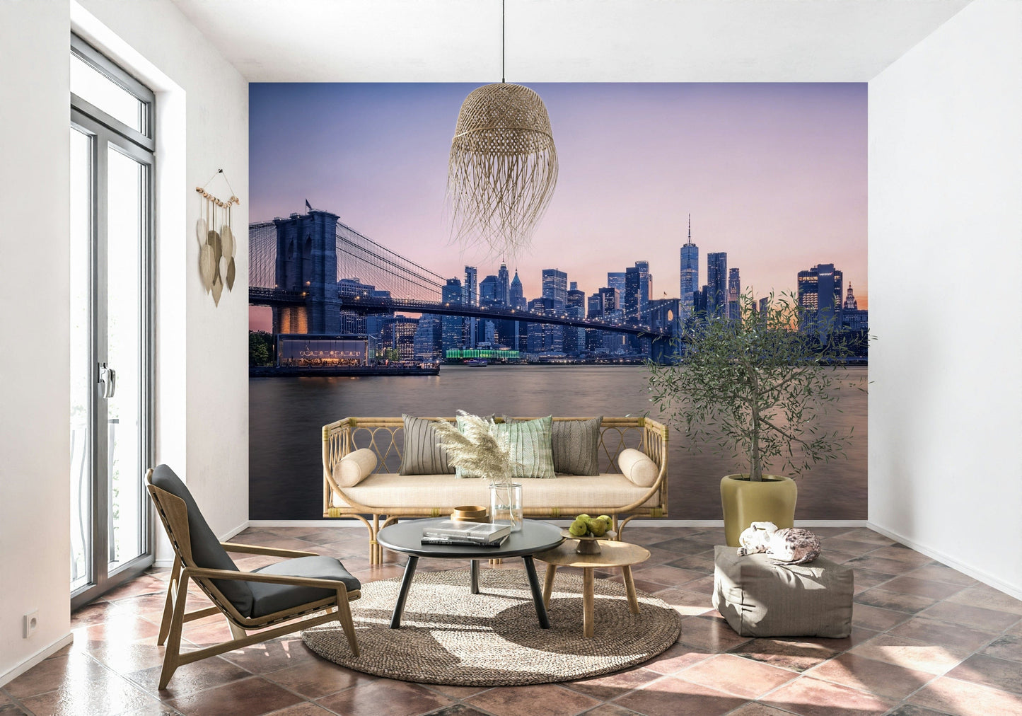 NYC Bridge at Dusk Wall Mural